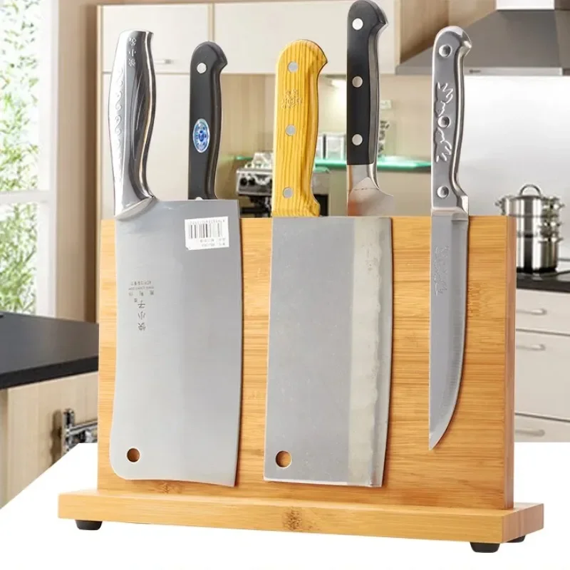 Magnetic Knife Holder With Acrylic Shield Double Side Knife Block Multifunction Storage Knife Stand Rack Kitchen Cutlery Display