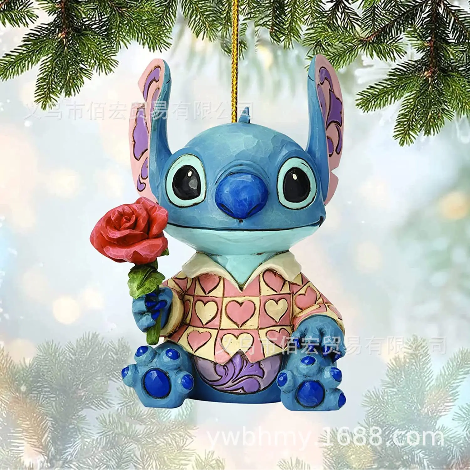 New 2D Cartoon Acrylic Stitch Disney Character Christmas Tree Decoration Pendant Halloween Christmas Home Car Decoration Toys