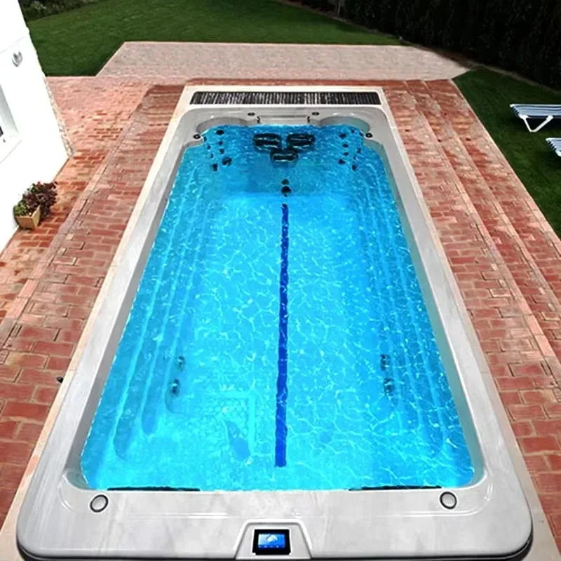 Customized 4 Person Luxury Acrylic Swim Spa Hot Tub With Air Massage Jets Ozone Water Purifier For Outdoor Backyard