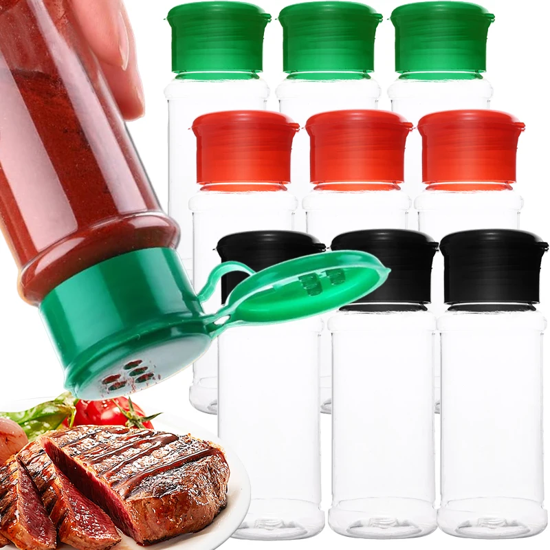 1/10pcs Spice Jars with Lids Clear Seasoning Bottles Salt Pepper BBQ Condiment Box Powders Storage Container Kitchen Gadgets