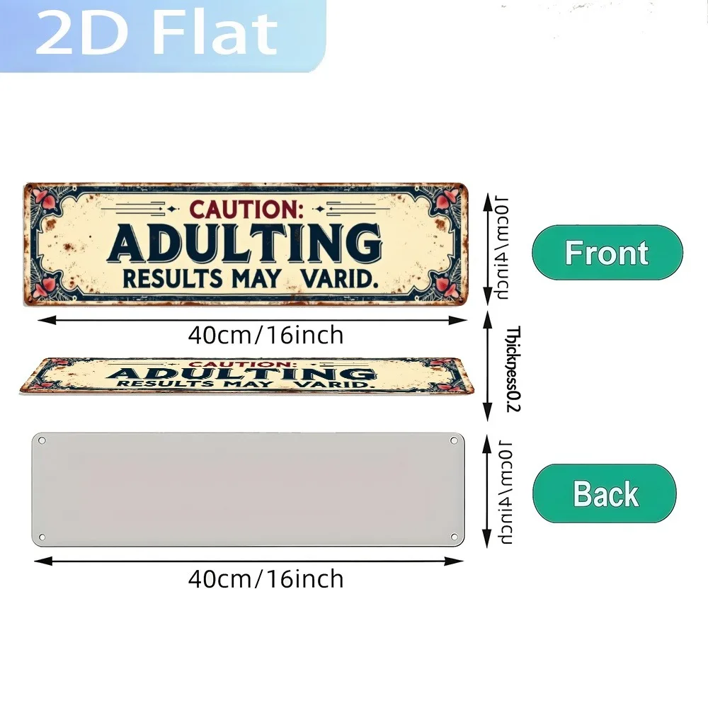 Customizable Caution Adults Only Results May Vary Sign 2D Flat 3.94x15.75in Elegant Font Kitchen Easter Wall Decor Only Indoor O