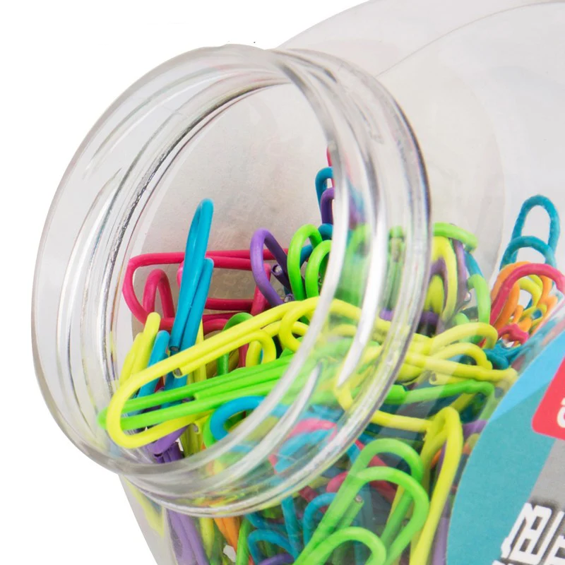 Creative 200pcs/box Six Candy Colors Metal Clips Korean Stationery Paper Clips Pin Binding School Office Supplies Clips