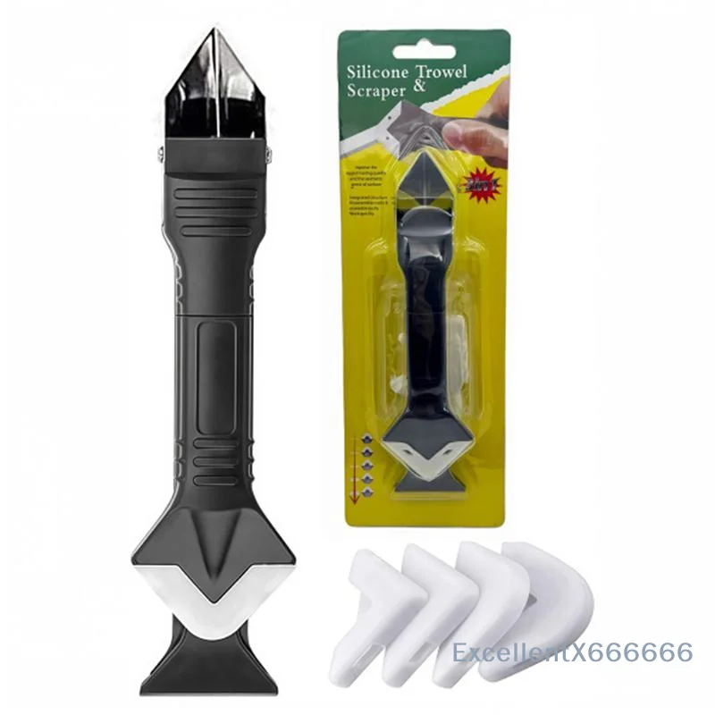 1 Set Multifunction Caulking Tool Silicone Scraper Grout Spatula Glue Remover for DIY Tile Grouting Home Repair