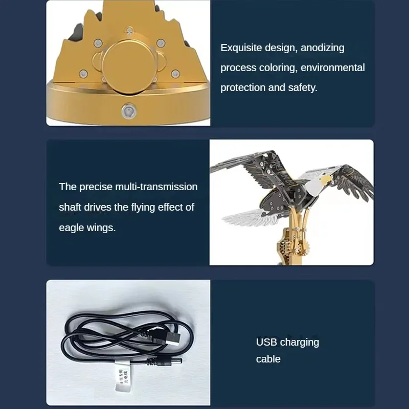 DIY Bionic Eagle Metal Assembly Model Kit 3D Mechanical Assemble Transmission Ozdoby ze stali nierdzewnej Zabawki dla dorosłych Nastolatki G