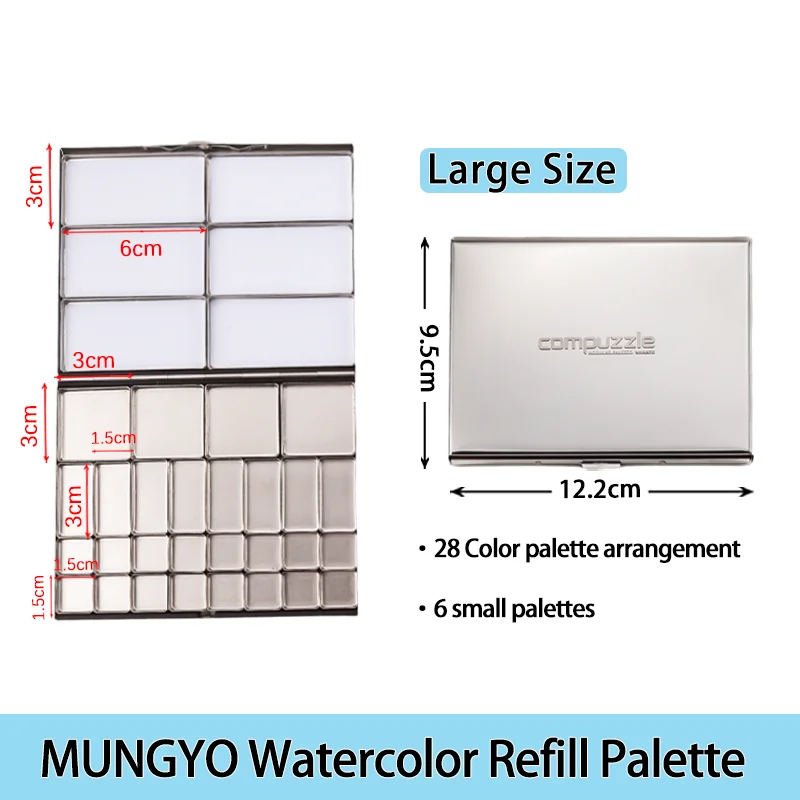 Mungyo aquarelpalet Prachtige metalen afneembare verfopbergkoffer Opklikbaar ontwerp 22/34 raster kunstbenodigdheden voor kunstenaars