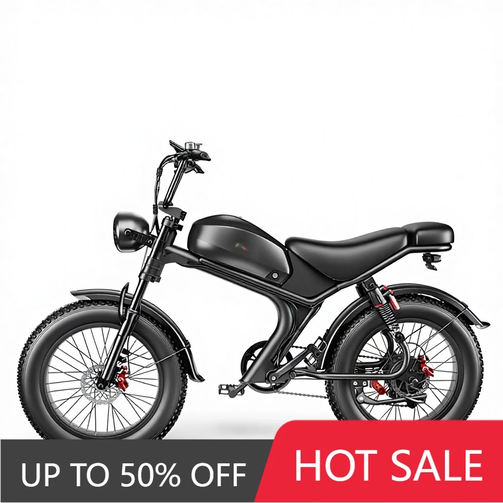 RRE QQA 1000W 48V 20-inch 7-speed brushless rear hub motor, disc brake, lithium-ion battery, carbon steel mountain bike, fat tir