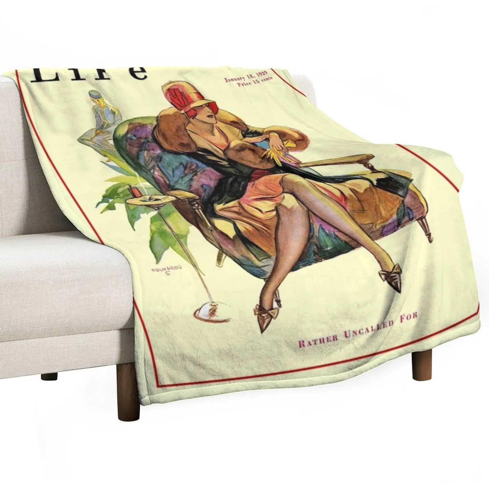 LIFE : Vintage 1929 Magazine Cover Advertising Print Throw Blanket Bed For Decorative Sofa Bed covers Blankets