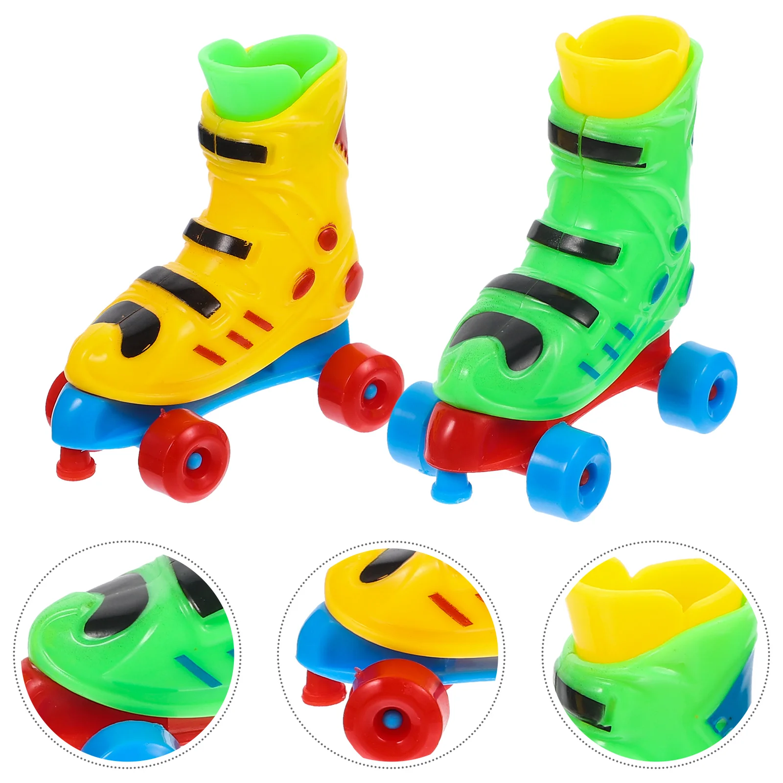 2 Pair Stress-reducing Fingertip Colorful Roller Skates Bicycle Double Row Set Pairs Scooter Toy Relief