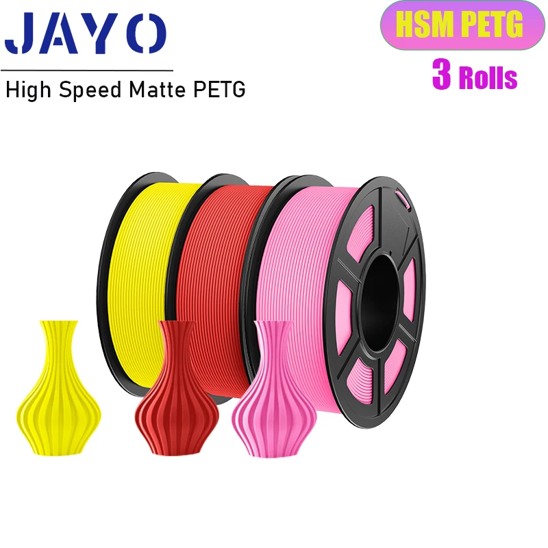 JAYO High Speed matte PETG 3D Printer Filament 3Rolls no bubbles smooth multiple colors 3D Filament Fit For FDM Printers 1.1KG