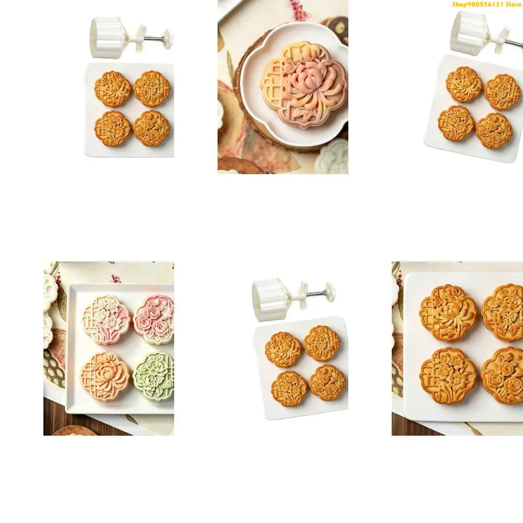 G92C Hand Press Pastry Molds for 150G Mooncakes with Florals Relief Styles
