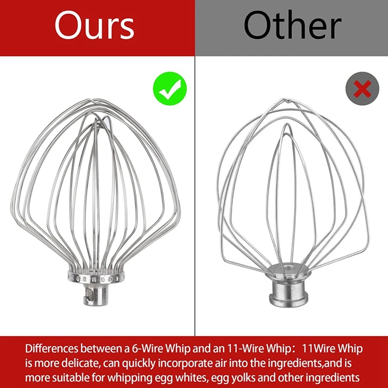 11-Draht-Peitschenaufsatz für Kitchen aid Stand mixer, Kitchen aid Schneebesen aufsatz für 7-Liter-Kippkopf-Standmixer