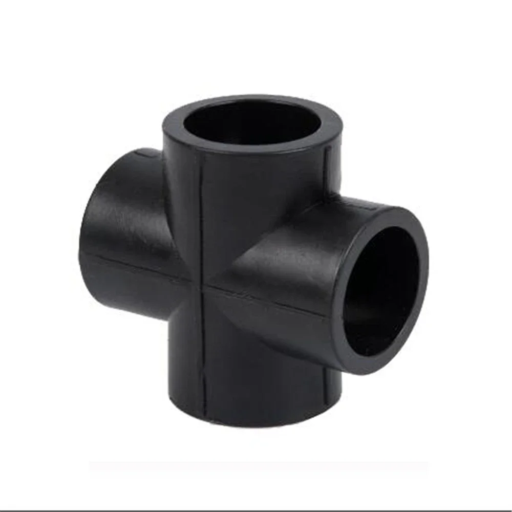 PE Four-way Socket Hot-melt Positive Four-way 20 25 32 40 50 63 Reducer Black Water Pipe Fittings