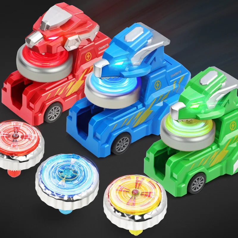 

New Dinosaur Light-emitting Rotating Gyro Chariot Children Glowing Launcher Kids Boys Interactive Puzzle Games Toy Gift