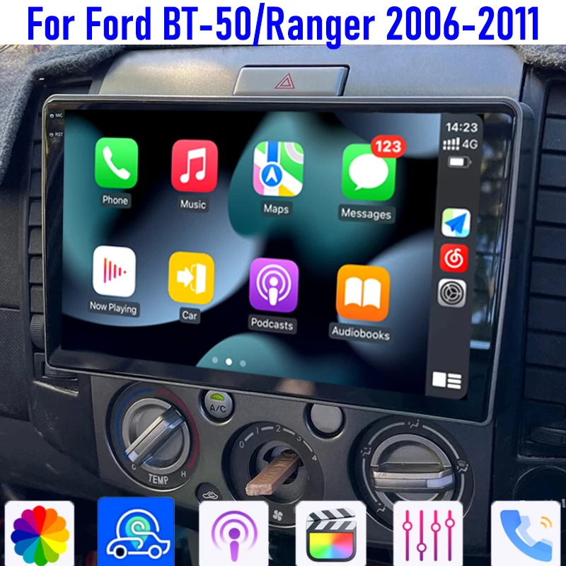 

Car radio 9'' For Ford BT-50/Ranger 2006-2011 Stereo Head Unit Wireless Apple Carplay Android 15 Auto GPS Camera WIFI 4GB-64GB