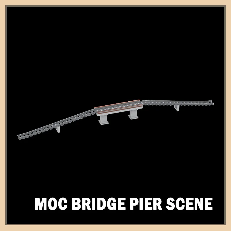 MOC Train Building Scene Tracks Combined With Single And Double-Layer Bridge Pier Tracks And Bridge Deck Extension Assembly Diy