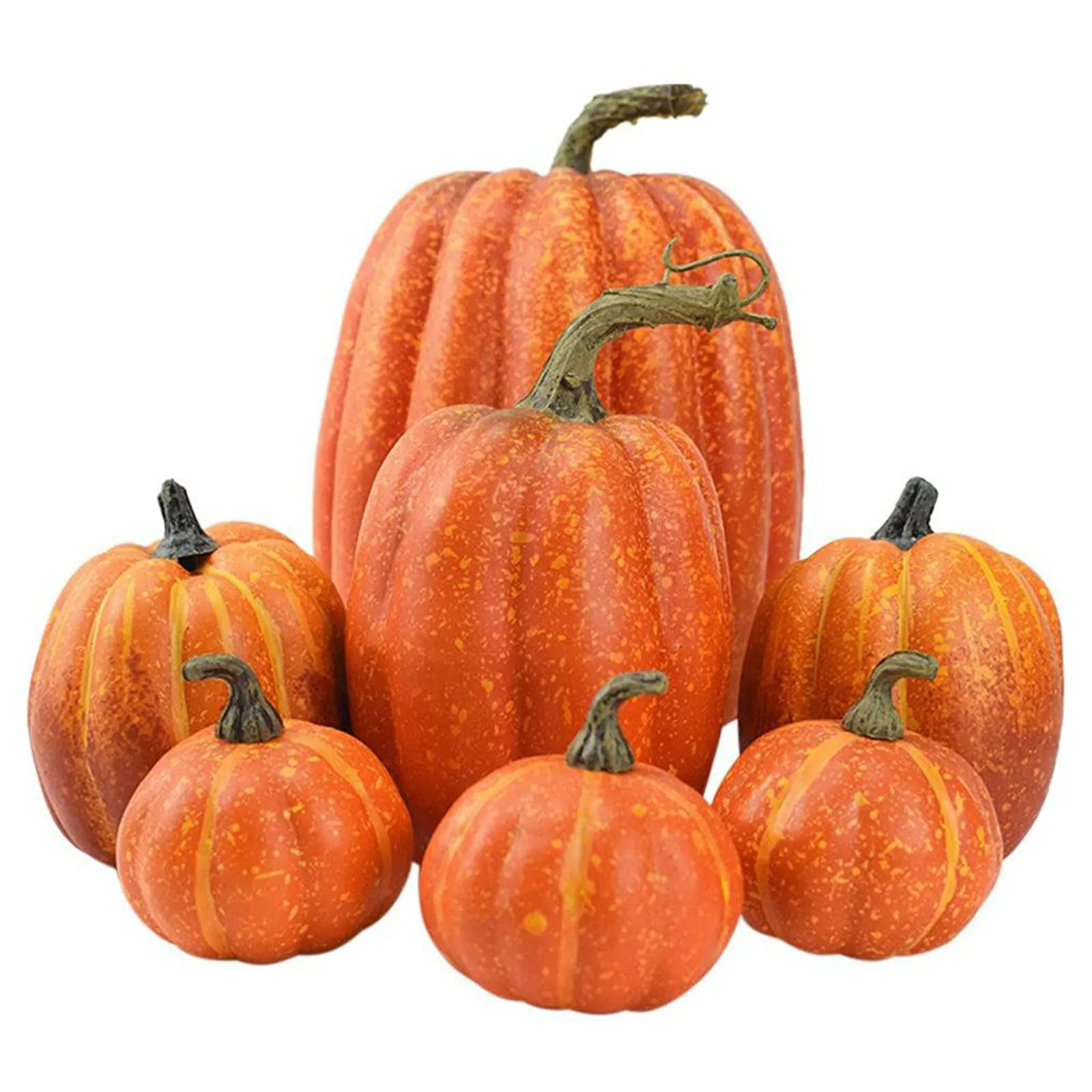 

7PCS Halloween Artificial Pumpkin Decoration Large Fake Simulation Pumpkin Halloween Thanksgiving Realistic Fall Autumn Decor