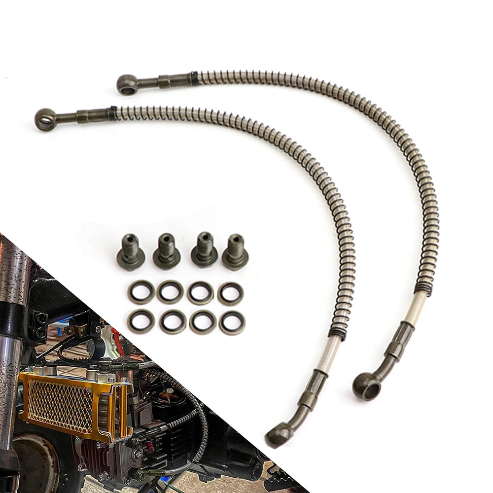 Universal Motorcycle Engine Oil Pipe Oil Cooler Hose Lines Screw Gasket For 50 70 90 110 125 140cc Motocross Dirt Pit Bike ATV