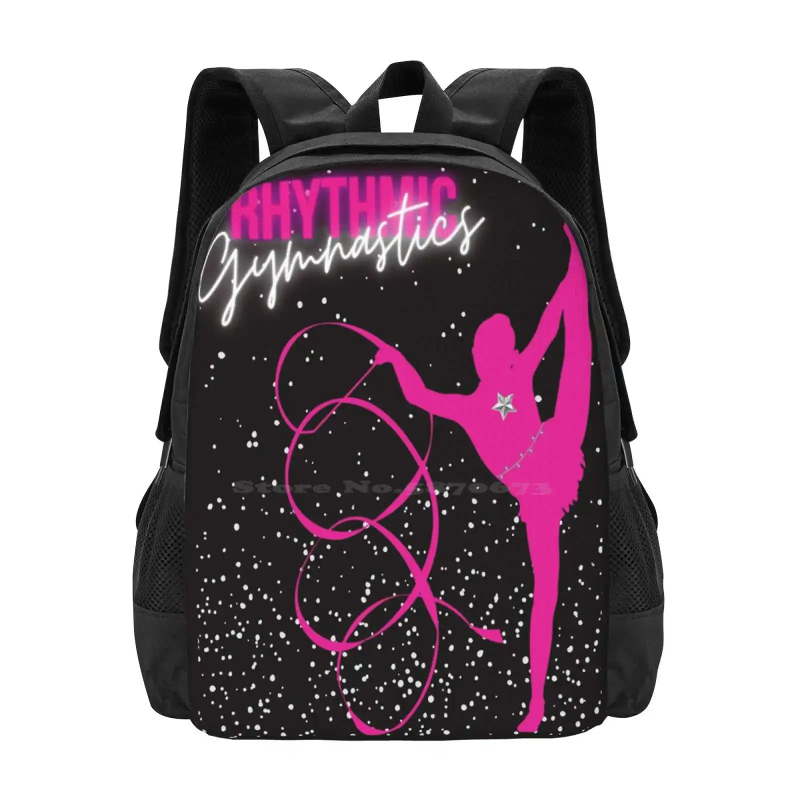 Girls Rhythmic Gymnastics Magenta Pink Ribbon School Bags Travel Laptop Backpack Rhythmic Gymnastics Pink Girls Gymnastics