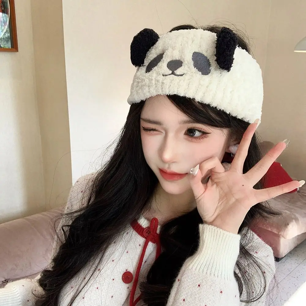 Fashion Bear Spa Headband Elastic Fluffy Panda Hairband Non-slip Hair Accessorie Plush Hairband Makeup