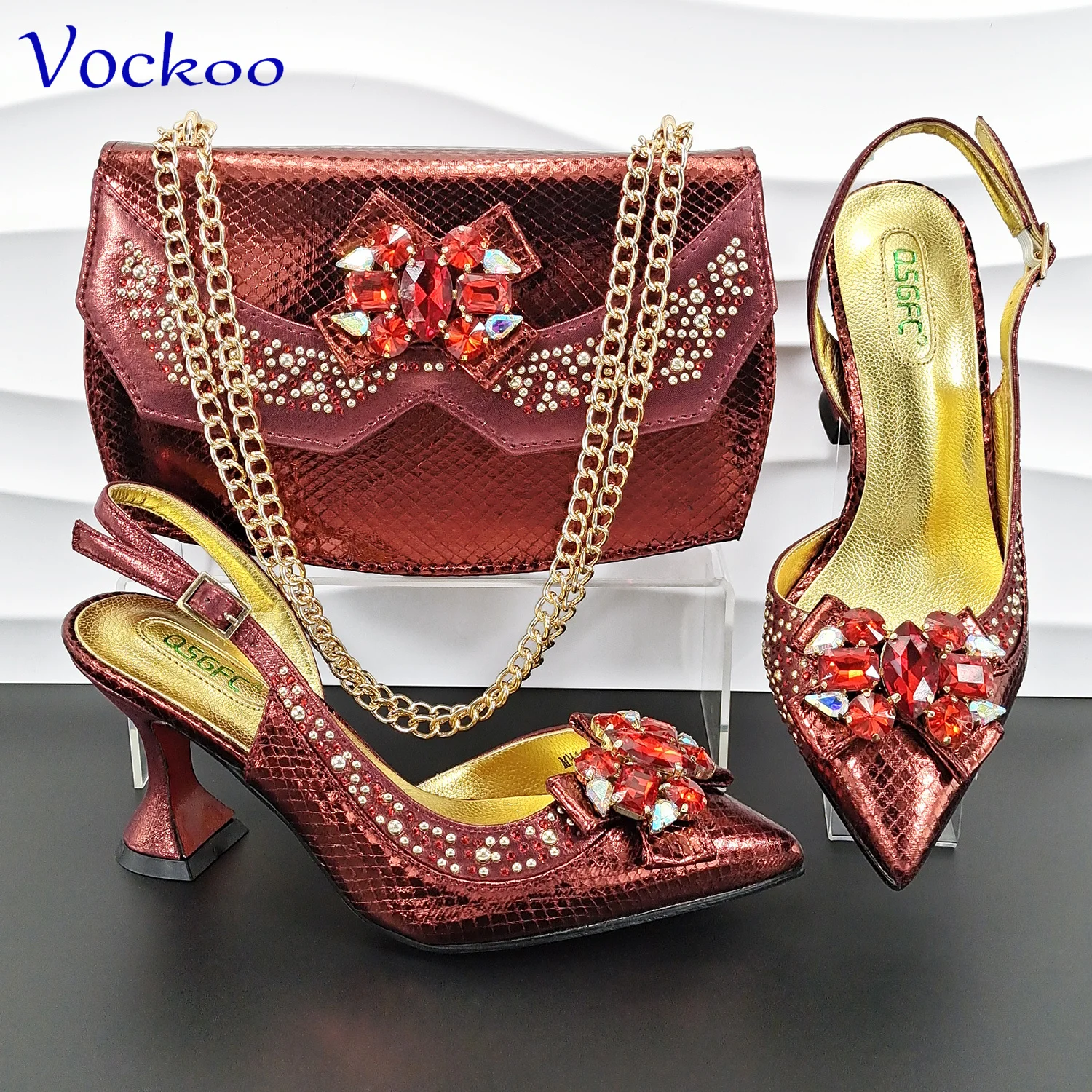 

Mature Style Italian Design Nigerian Women Shoes Matching Bag Set in Wine Color Specials New Arrivals for Garden Party