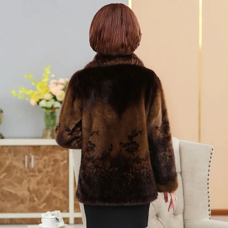 Winter Fur Coat for Middle-Aged And Elderly Mothers  Plush And Thickened Mink Fur Coat For Grandma's Clothing For The Elderly