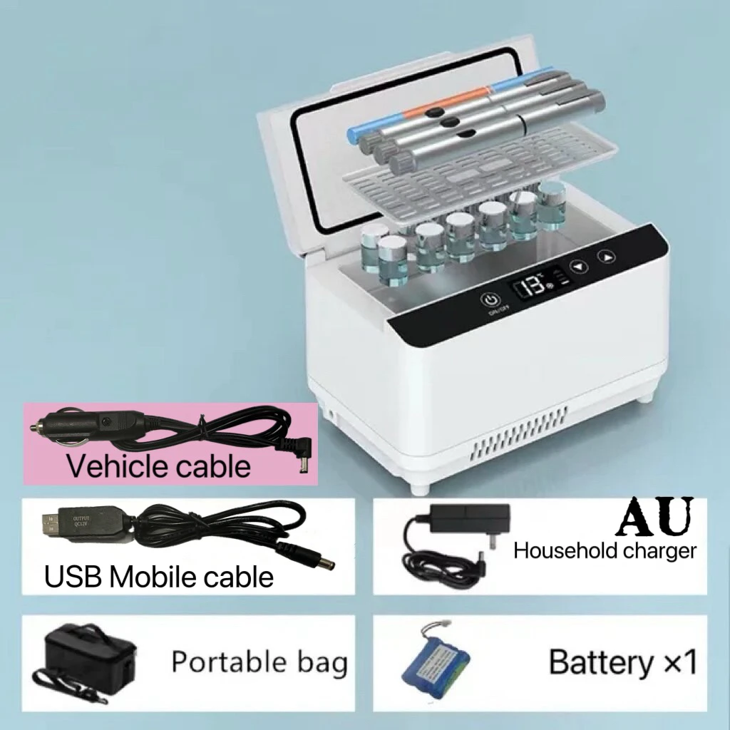 Insuline-medicijnkoelkast, dubbellaags supergrote capaciteit, draagbare mobiele koelkast voor autoreizen, constante temperatuur van insuline