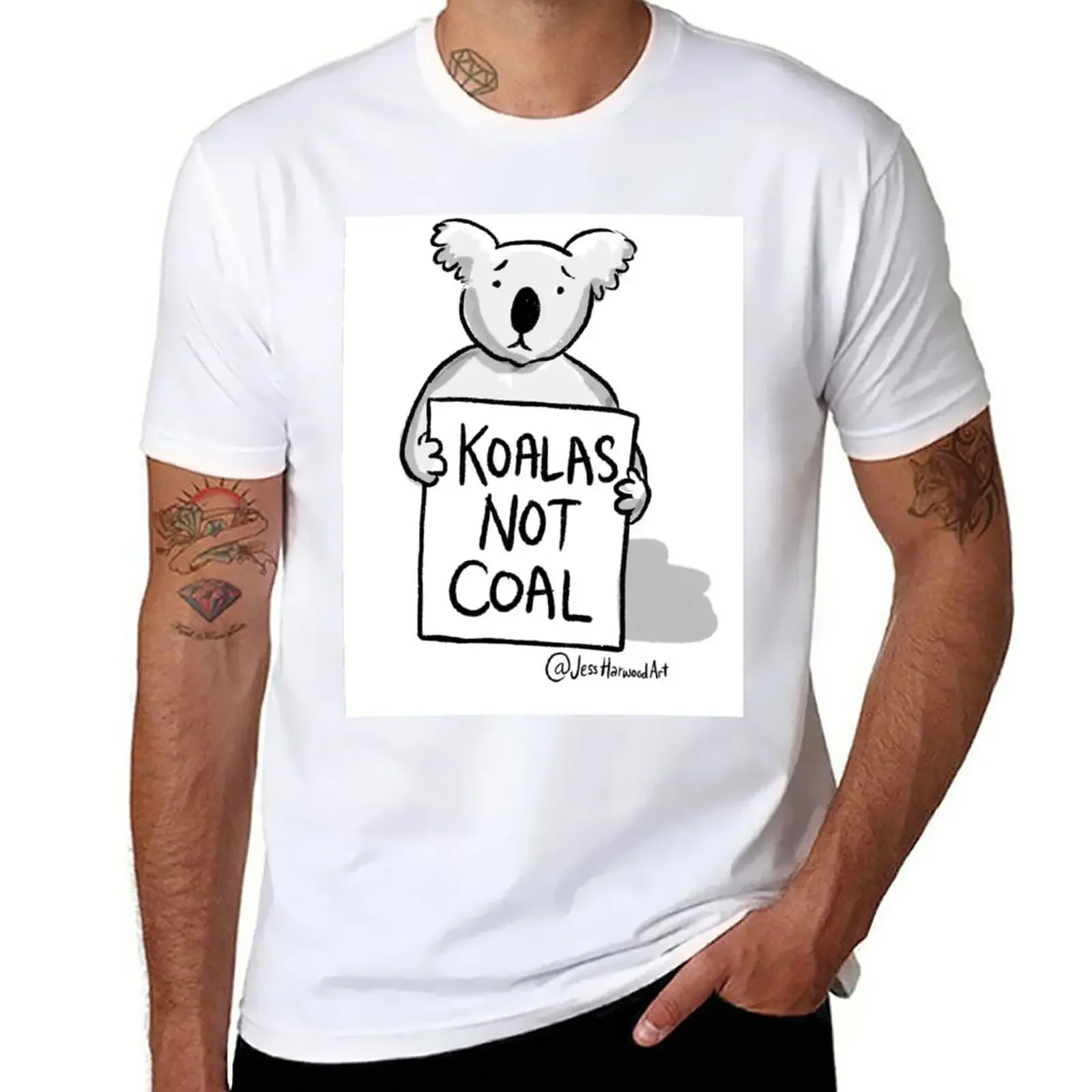 Koalas Not Coal by Jess Harwood Art T-Shirt vintage clothes quick drying korean fashion oversized t shirt men