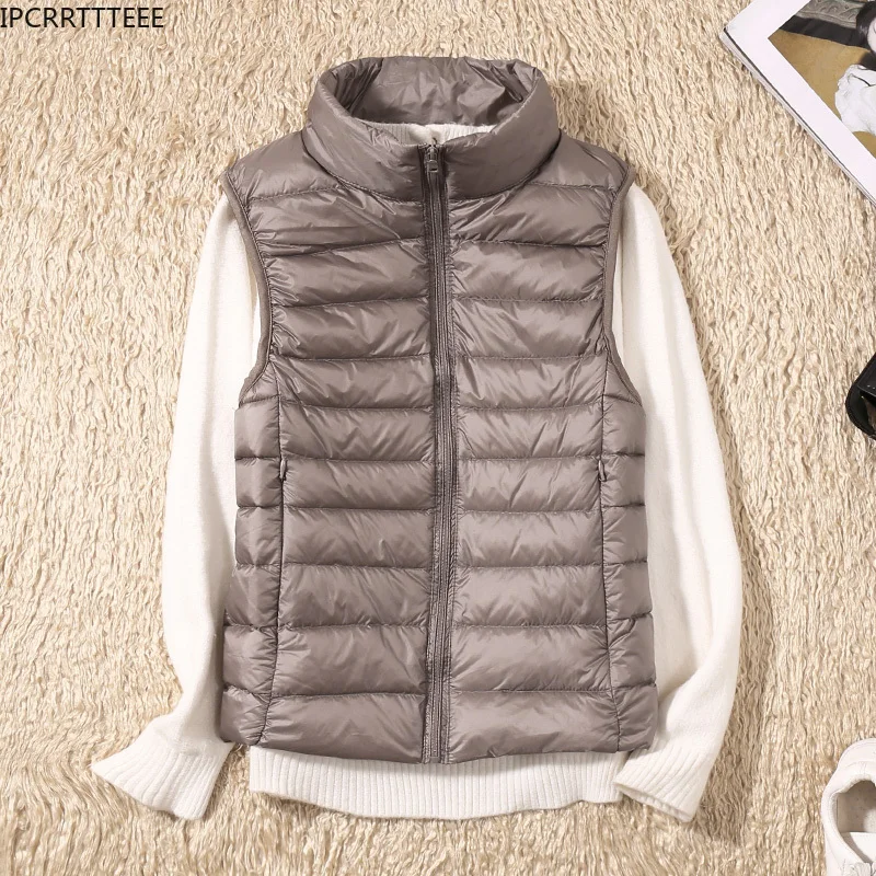 2022 New Autumn Winter Women Ultra Light Duck Down Vest Jacket Women 90% White Duck Down Vest Sleeveless Coat