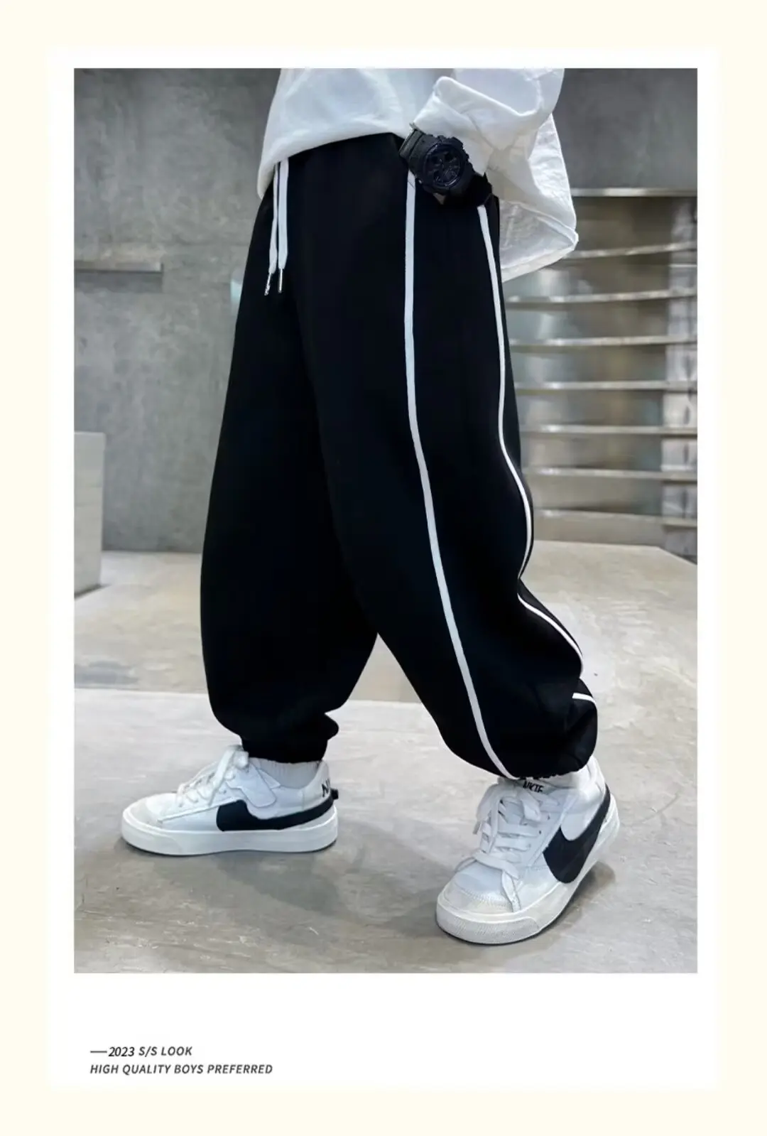 Boys Casual Fitness Pants Autumn Winter Clothes Letter Printed Sweatpants for Kids Fashion Loose Long Pants Jogger Trousers