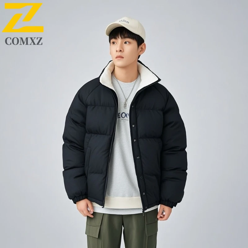 

Couple Cotton Jacket Autumn Winter Velvet Thickened Windproof Warm Standing Collar Cotton Jacket Outdoor Casual Zipper Down Coat