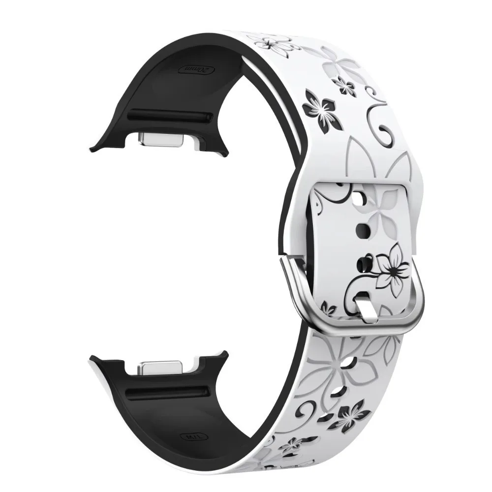 Silicone Watch Strap No Gaps Carved Print Watch Band Comfortable Watch Bracelet for Samsung Galaxy Watch 8/Watch 8 Classic Watch