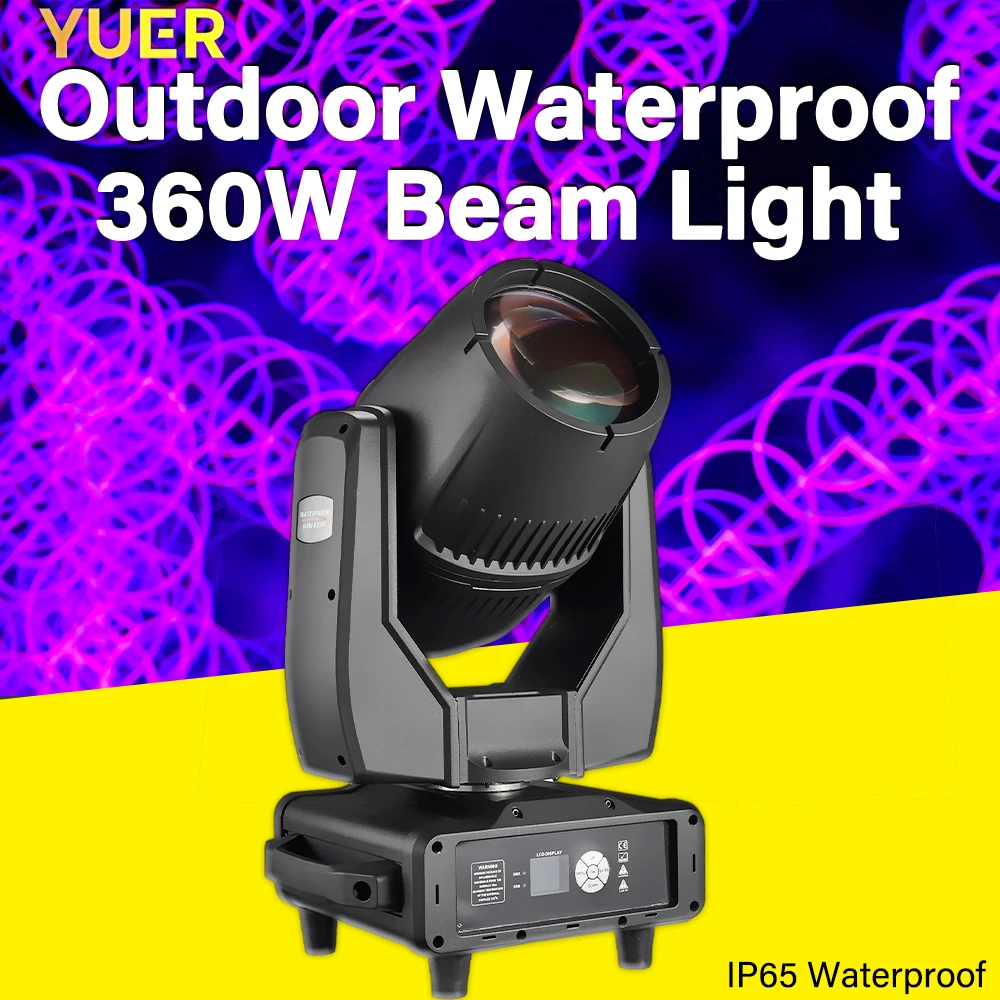 YUER NEW Mini Waterproof Beam Light 380W IP65 RDM DMX 16/20CH Compact Outdoor Stage Lighting