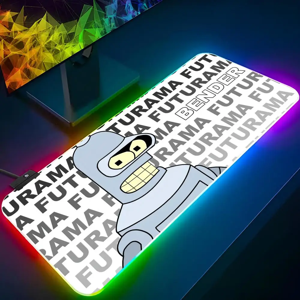Anime F-Futurama Mouse Pad Gaming Rgb Mousepad Backlit Keyboard Gamer Girl Xxl Laptop Mat Table Pads Deskpad 5
