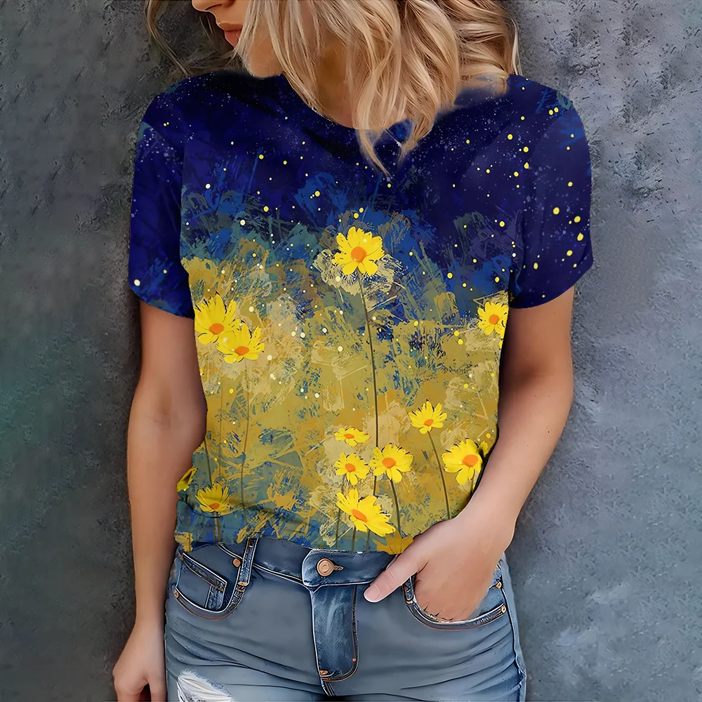 

Модная женская футболка 2025, женская футболка с 3D принтом, женская одежда, летний топ