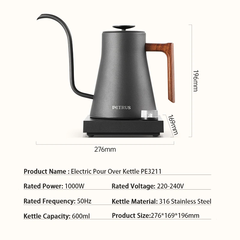 Petrus Smart Coffee Electric Pour Over Kettle Control de temperatura para café té PE3211