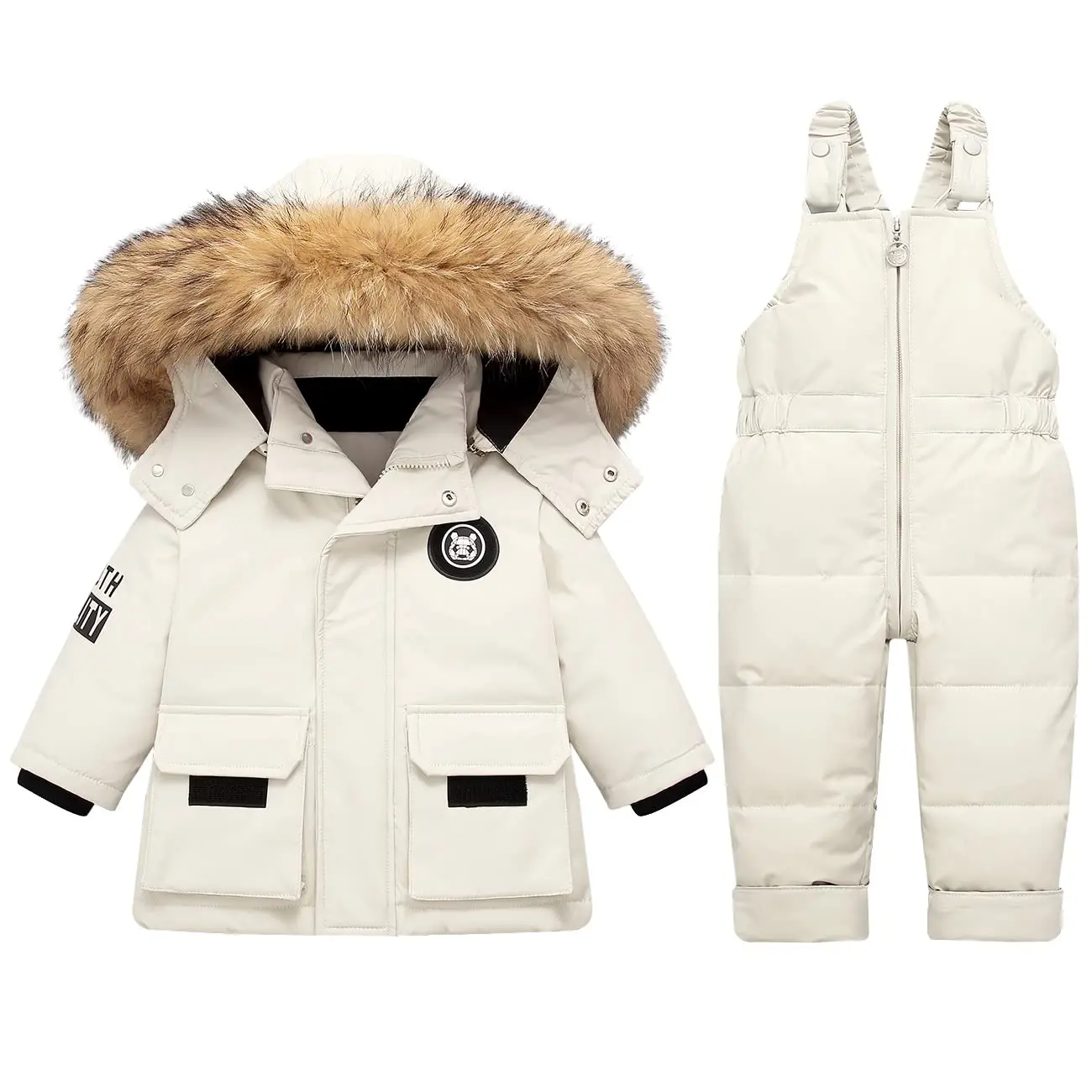 Baby Girl Winter Down Jacket Clothing Sets, Thicken Warm Coats, Fur Collar, Jumpsuit, Infant Snowsuit