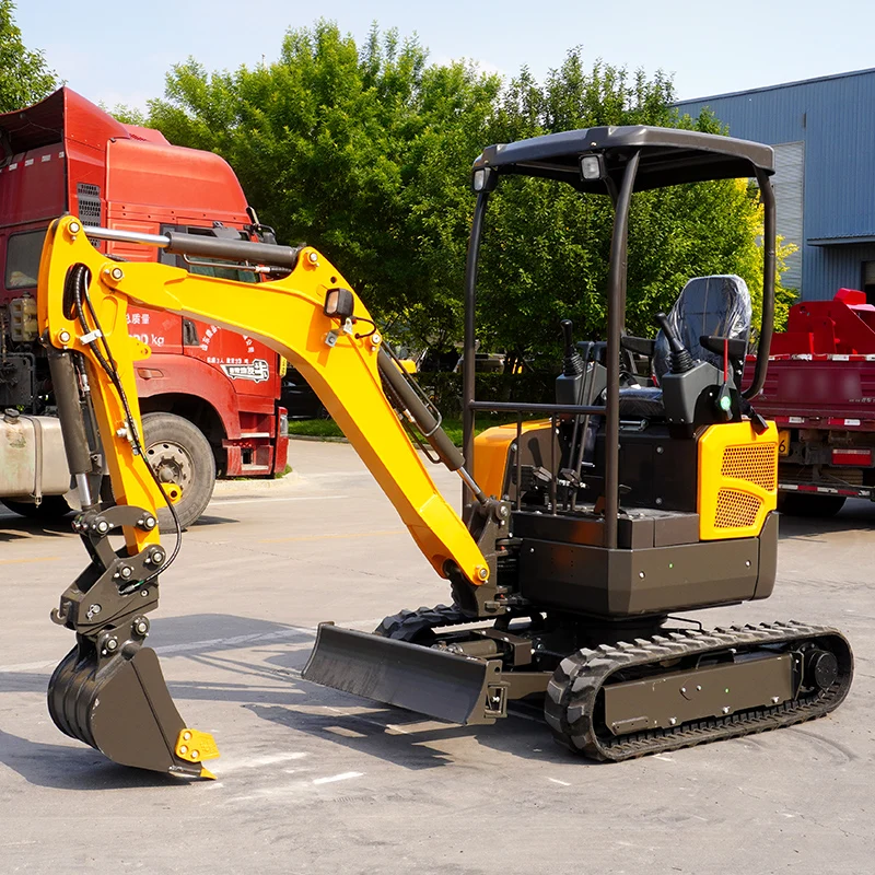 Fabricante de miniescavadeira personalizado, escavadeiras de 1-2 toneladas, máquinas de construção de motor Kubota, escavadeira pequena para cabine fechada