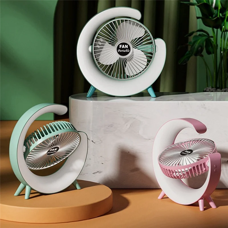 

ABGR-LED Multi-Color Desktop Fan, Ambient Light, USB Charging, Adjustment Of Large Air Volume, Silent Small Electric Fan