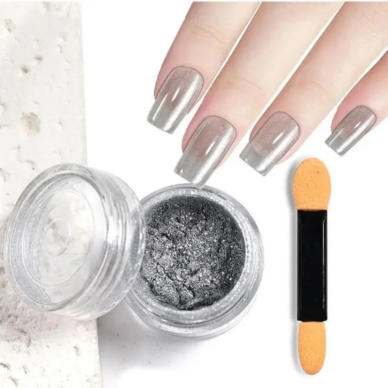 미러 네일 반짝이 가루 먼지 크롬 고양이 눈 파우더 금속 빛나는 네일 강화 오로라 파우더 매니큐어 네일 장식