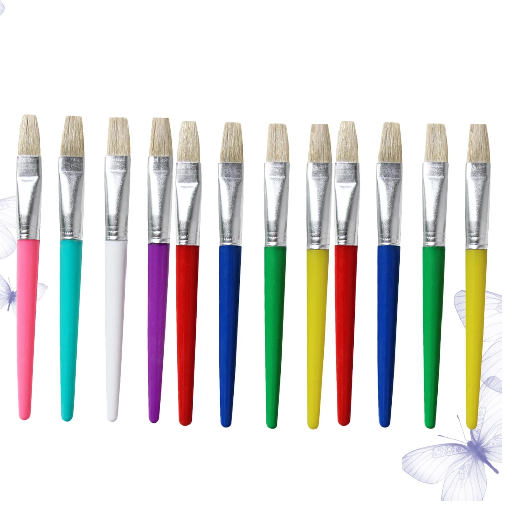 

12 Pcs Washable Graffiti Pen Kids Paint Brushes Drawing Flat Head Children Painting Tools