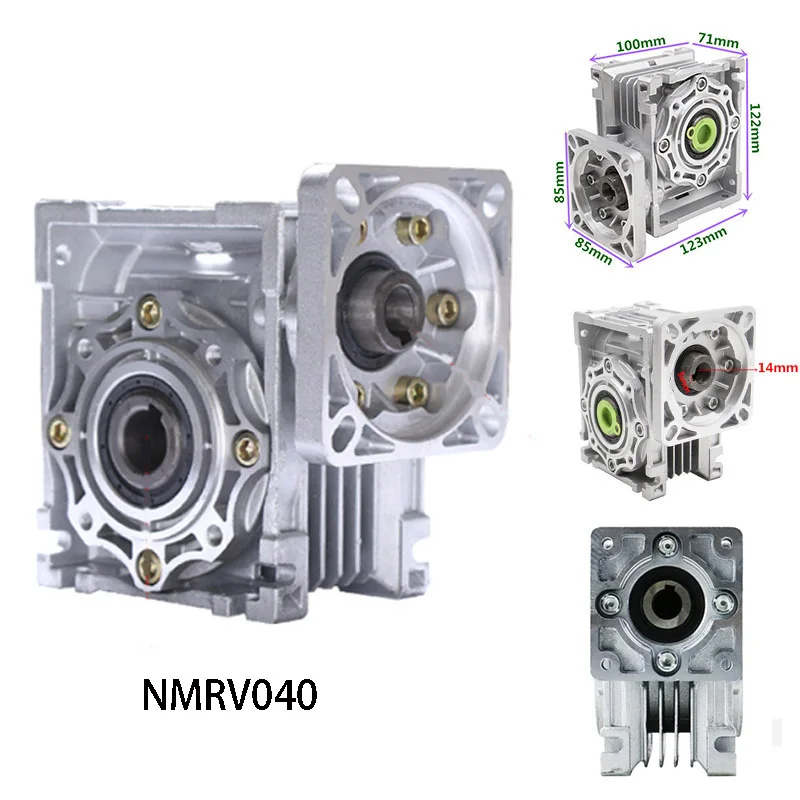 High Quality NMRV030 NMRV040 Worm Reducer Ratio 5:1 100:1 RV030 RV040 Turbo Gearbox Speed Reduction for Nema23 Nema34 Motor