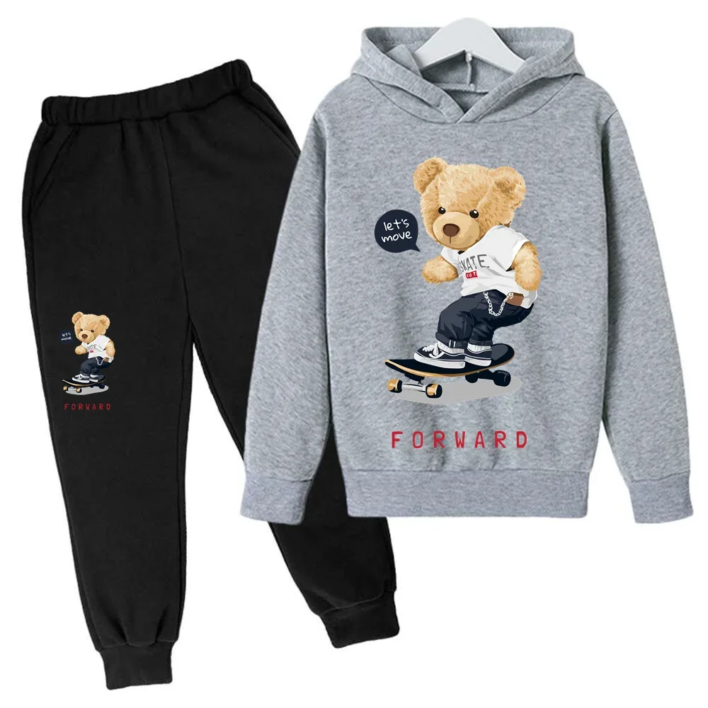 4-14 years old children's latest hoodie set Children's cotton autumn spring long-sleeved sweatshirt and pants 2 sets of clothing