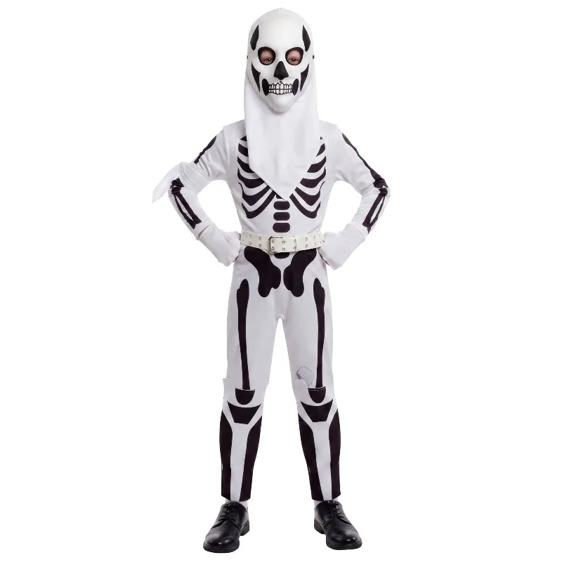 Disfraz de Cosplay de Personaje de Juego para Niños, Ranger Calaverón, Traje de Escuadrón Calaverón de Piel Blanca, Disfraz de Halloween para Niños, Traje de Soldado Calaverón Invertido