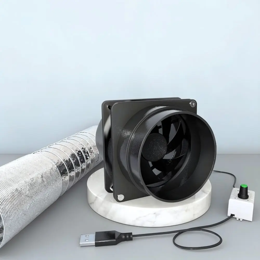 Portable Kitchen Ventilation Fan USB Duct Blower Adjustable Speed Air Extractor Household Exhaust System Compact Cooling Device