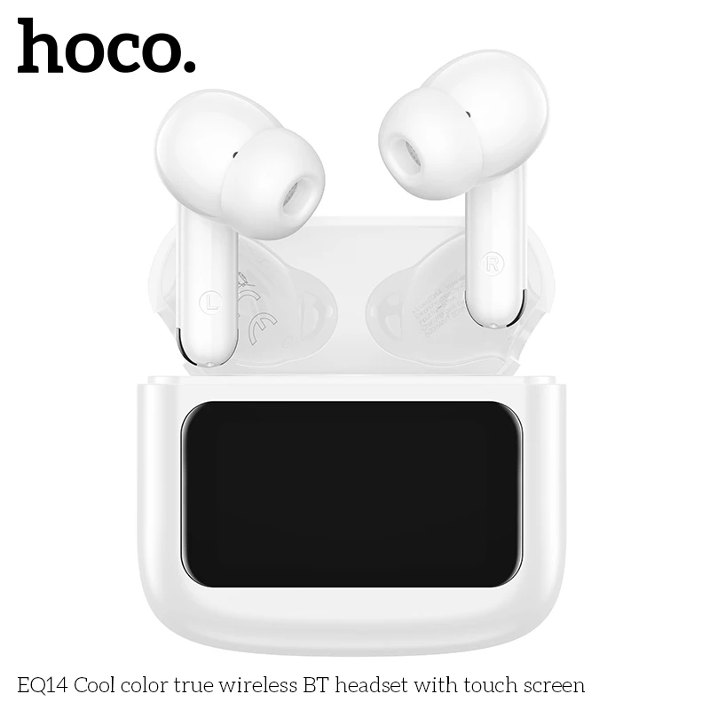 Hoco EQ21 Auricolari Wireless TWS Con Bluetooth 5.4, ANC E ENC, Display Touch E Suono Hi-Fi – Bianco