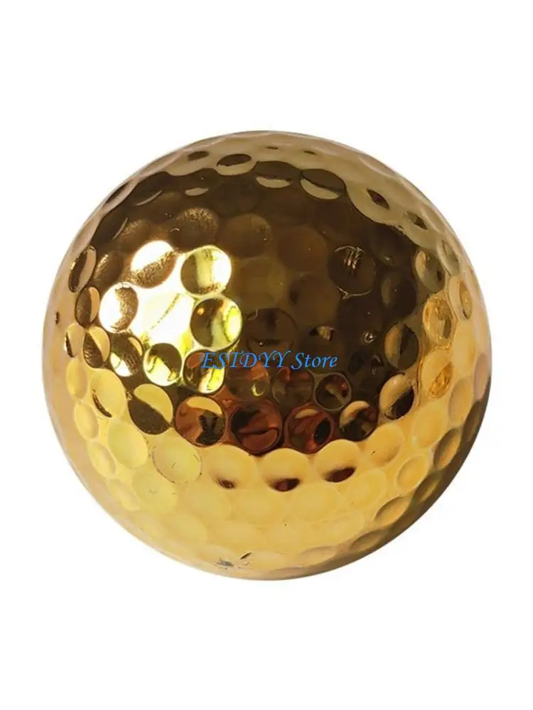 G6DE Gold Golf Ball Golf Swing Putter Training Practice Balls Exquisite Golden Plated Training Ball For Golfer Training Aids