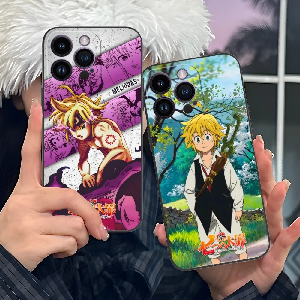 Seven Deadly Sins Meliodas Cell Phone Case for iPhone 16 15 14 13 12 11 X XR XS 8 7 Pro Max Plus Mini Black Phone Cover Shell