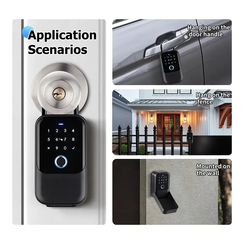 Smart Key Box Waterproof Tuya Ttlock Fingerprint Bluetooth Wifi Digital Security Lockbox APP Remote Access Airbnb Door Lock Box