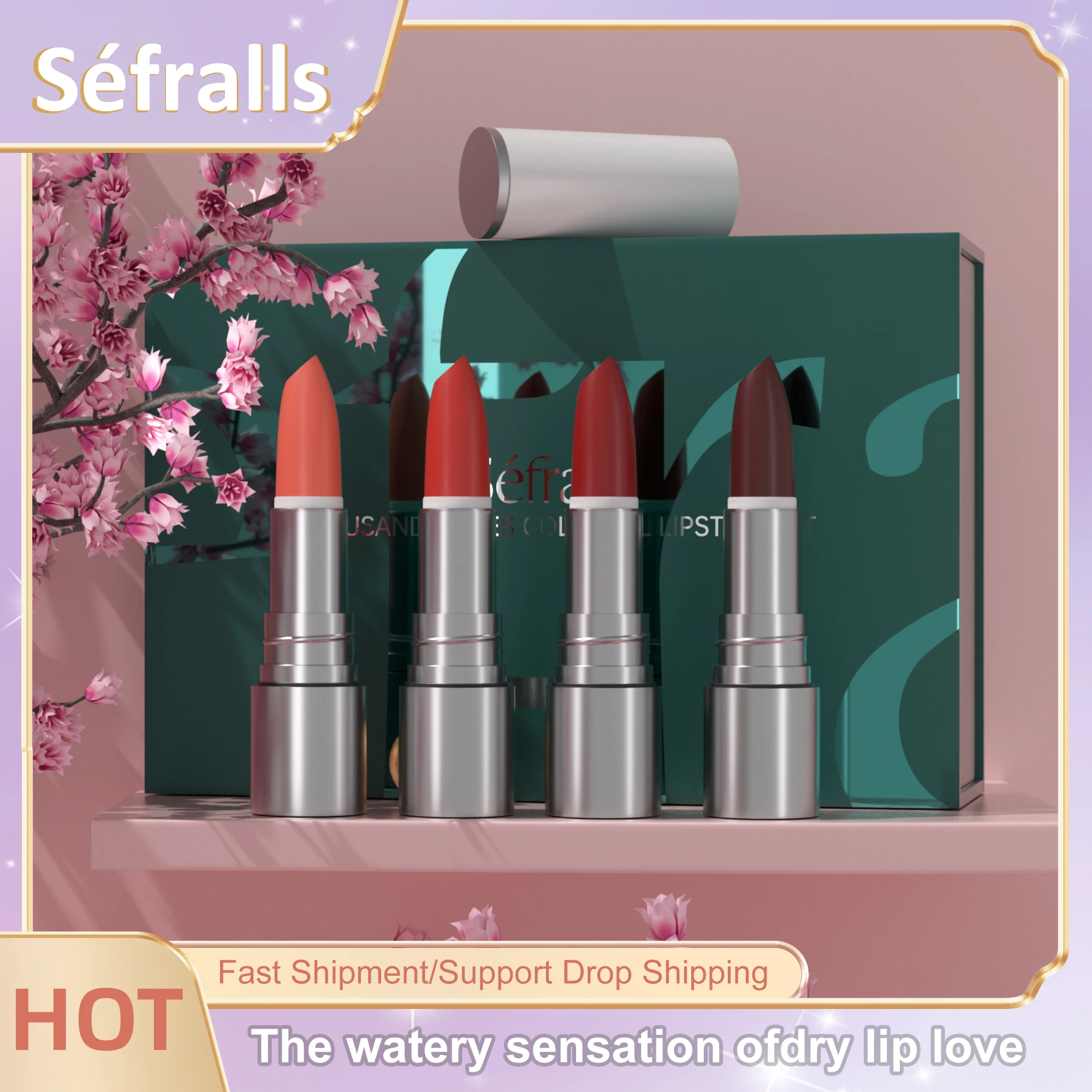 

Séfralls Matte Lipstick Set 4 Colors 3.5gx4 Long-Lasting Quick-Drying Non-Stick Cup - 24H Wear Professional Makeup Kit & Gift fo