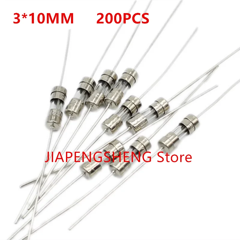 200PCS  3 * 10mm glass fuse with lead pins/250V fast melting tube 1A ,2A ,3,A 4A, 5A, 6A,10A